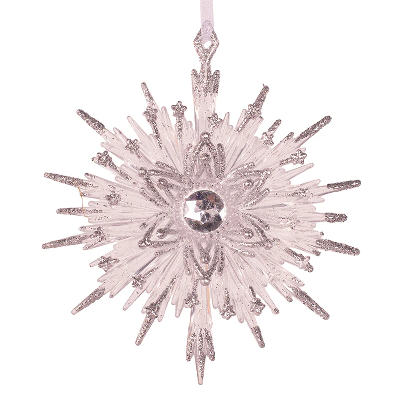 Tree Ornament Acrylic W/Silver Glitter 13Cm