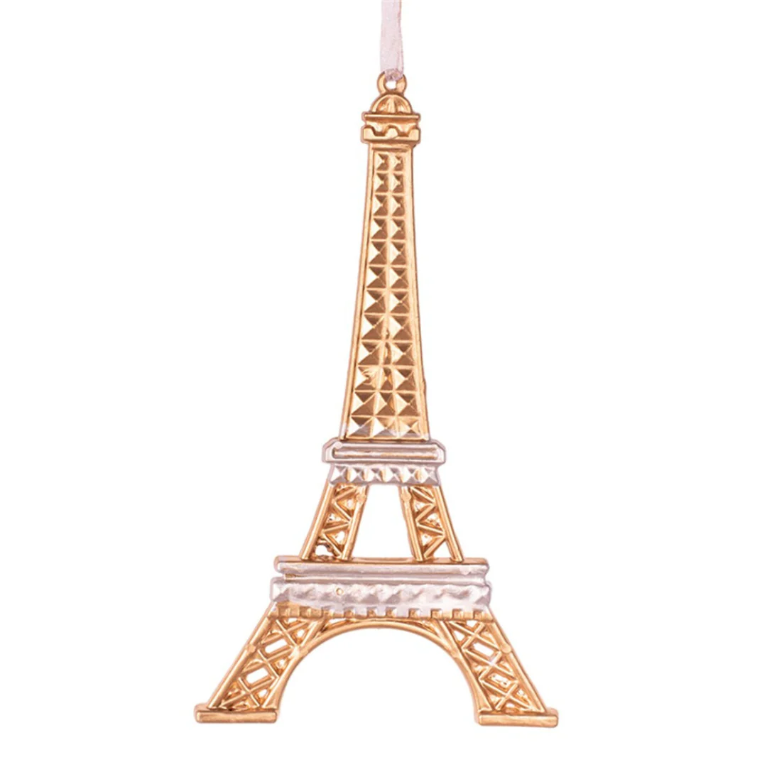 Tree Ornament Eiffel Tower Gold with Silver Glitter 15cm - Image 2