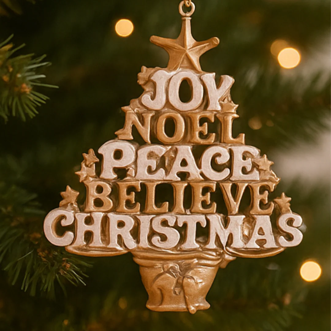 Tree Ornament Gold with Silver Detail 14cm