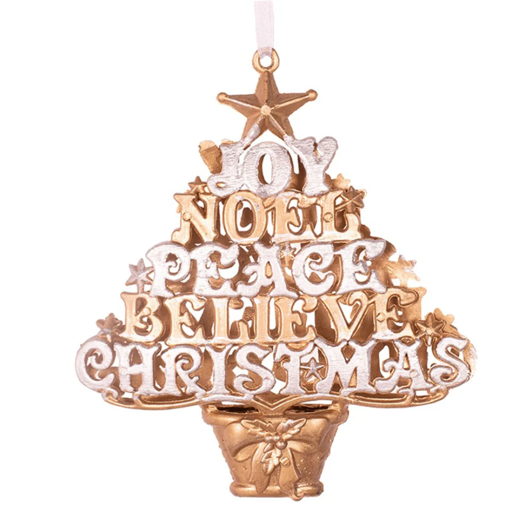 Tree Ornament Gold with Silver Detail 14cm - Image 2