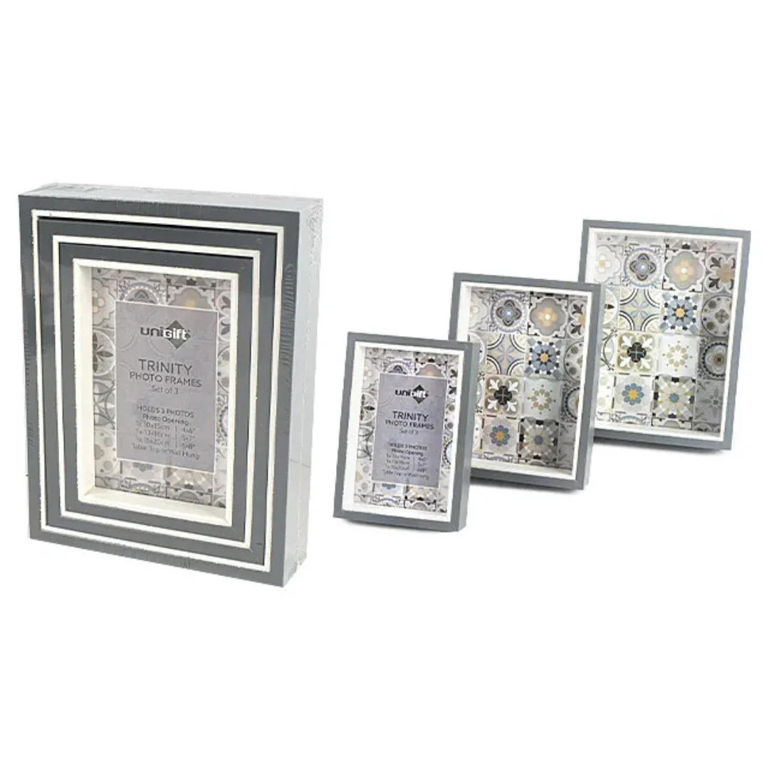Trinity Frame MDF Grey/White Set of 3