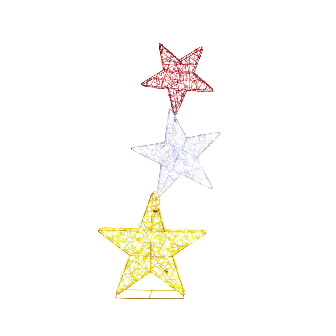 Triple Christmas Star Stack with Lights Indoor Outdoor 120cm - Image 3