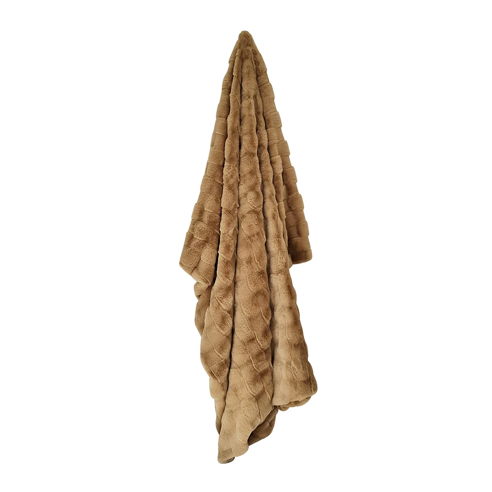 Tyler Faux Fur Blanket 180x220cm Latte - Image 2