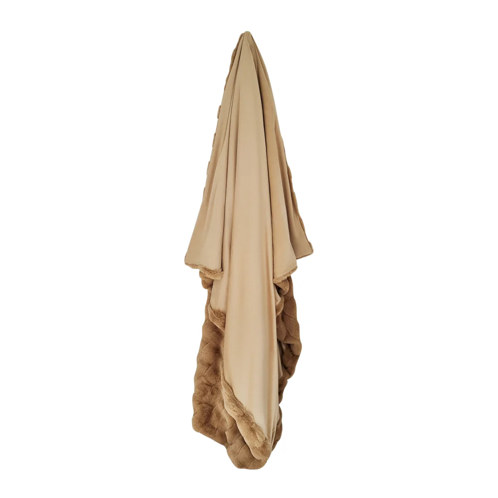 Tyler Faux Fur Blanket 180x220cm Latte - Image 3