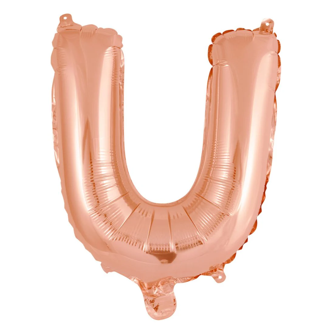 Alphabet Foil Balloon 35cm Rose Gold - U - Image 2