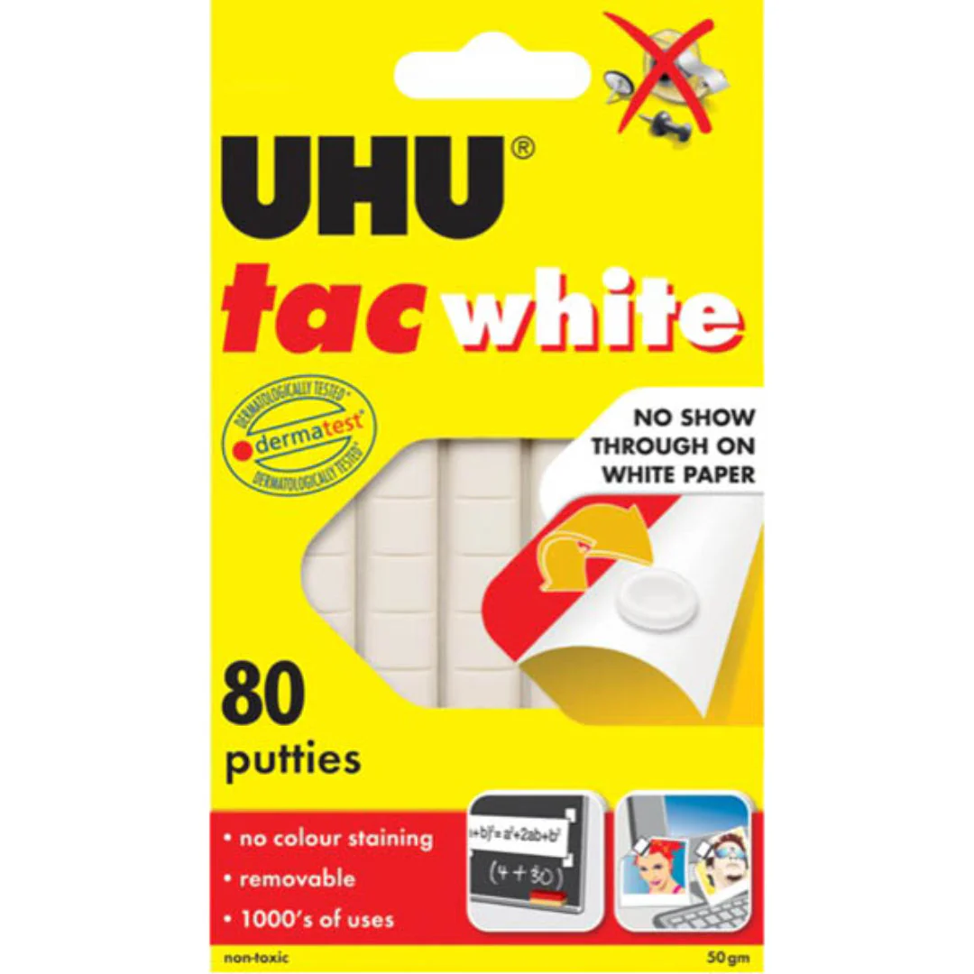 UHU White Tac – Pack of 80 Putties