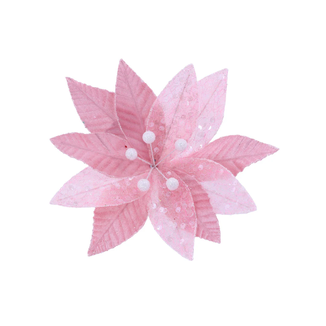 Velvet Sheer Poinsettia Clip Assorted - Image 2