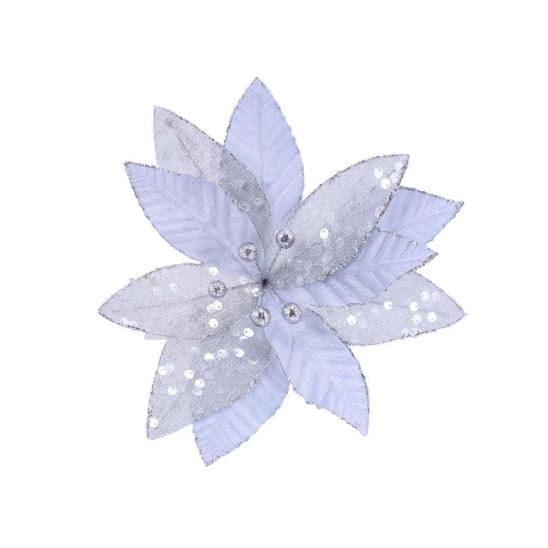 Velvet Sheer Poinsettia Clip Assorted - Image 4