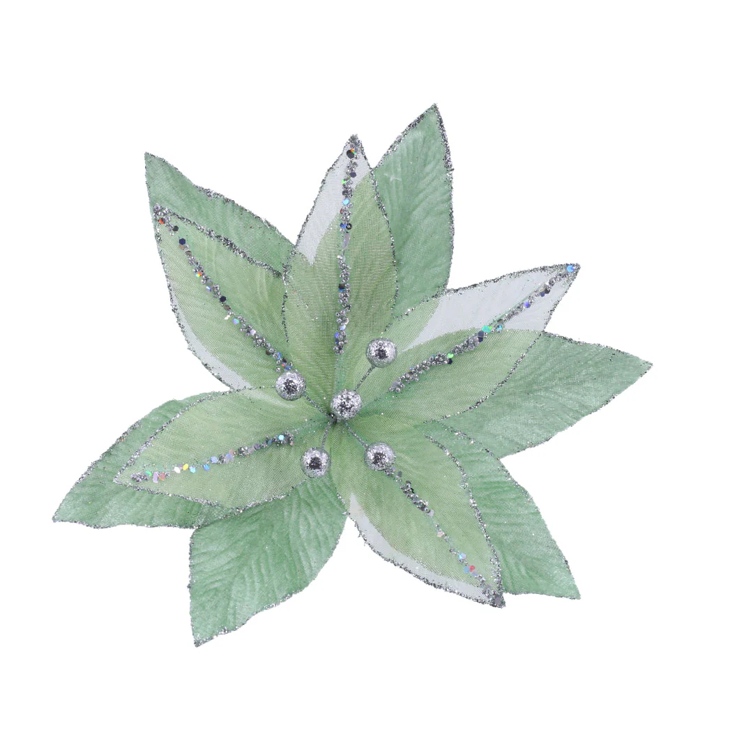 Velvet Sheer Poinsettia Clip Assorted - Image 3