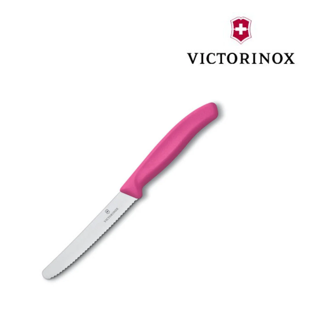 Victorinox Steak and Tomato Knife Wavy Edge 11cm Pink - Image 2