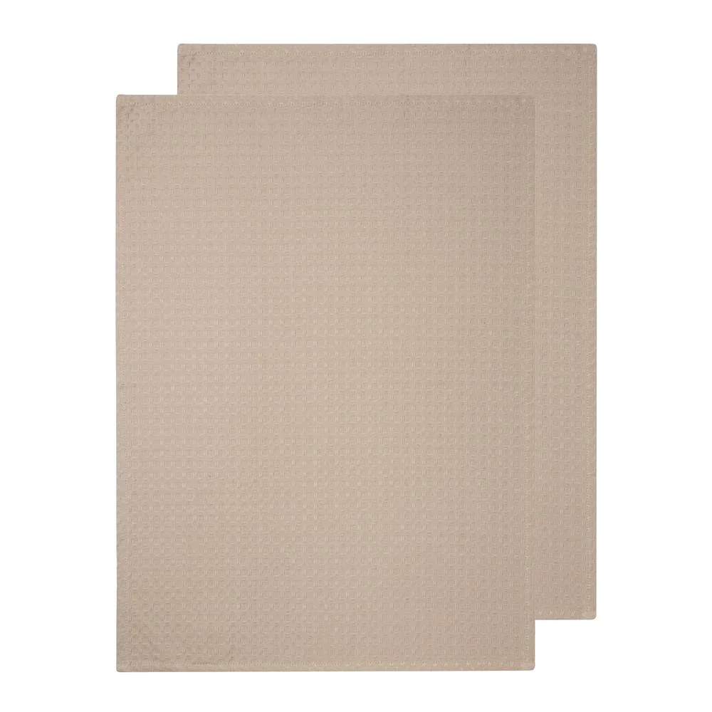 Waffle 2 Pack Tea Towels Sandstone 50x70cm - Image 2