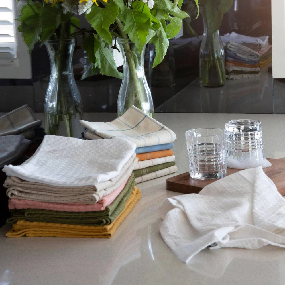 Waffle 2 Pack Tea Towels Sandstone 50x70cm - Image 5