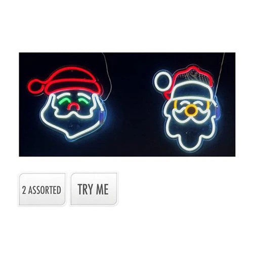 Wall Lamp Neon 2 Assorted Santa Usb