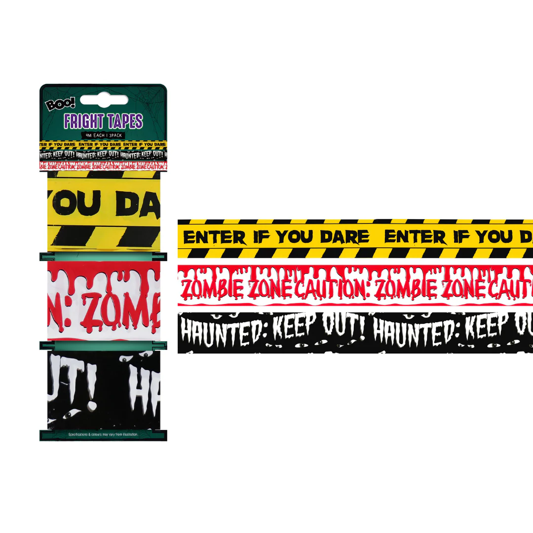 Warning Fright Tapes 3m 3pk Assorted