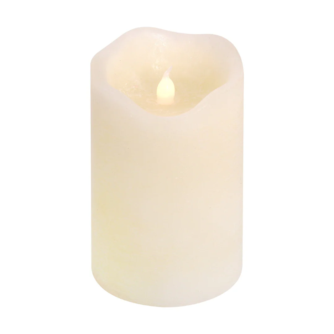 7.5x12.5CM WHITE FLAMELESS LED CANDLE B/O 2xAA BATTERIES