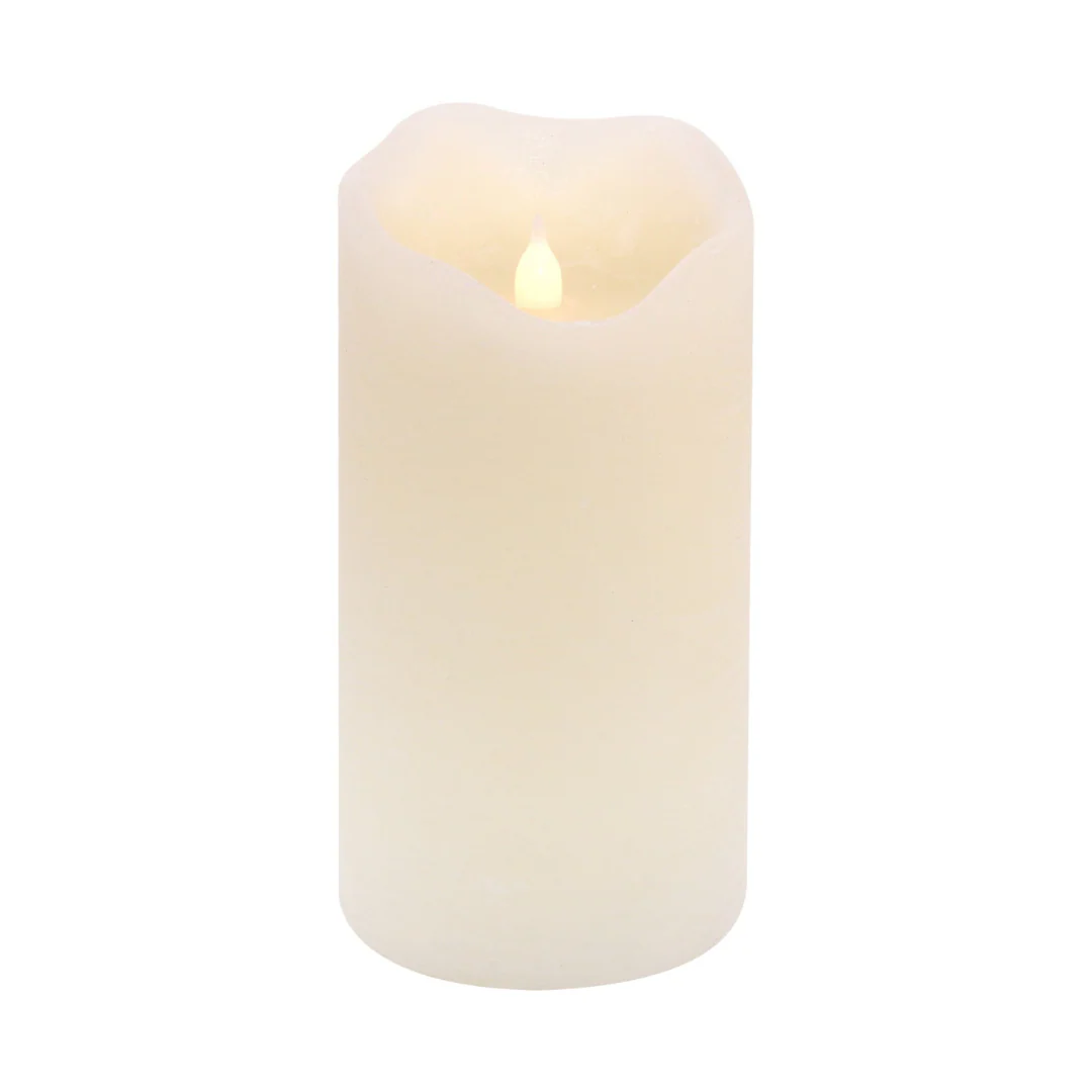 7.5x15CM WHITE FLAMELESS LED CANDLE B/O 2xAA BATTERIES