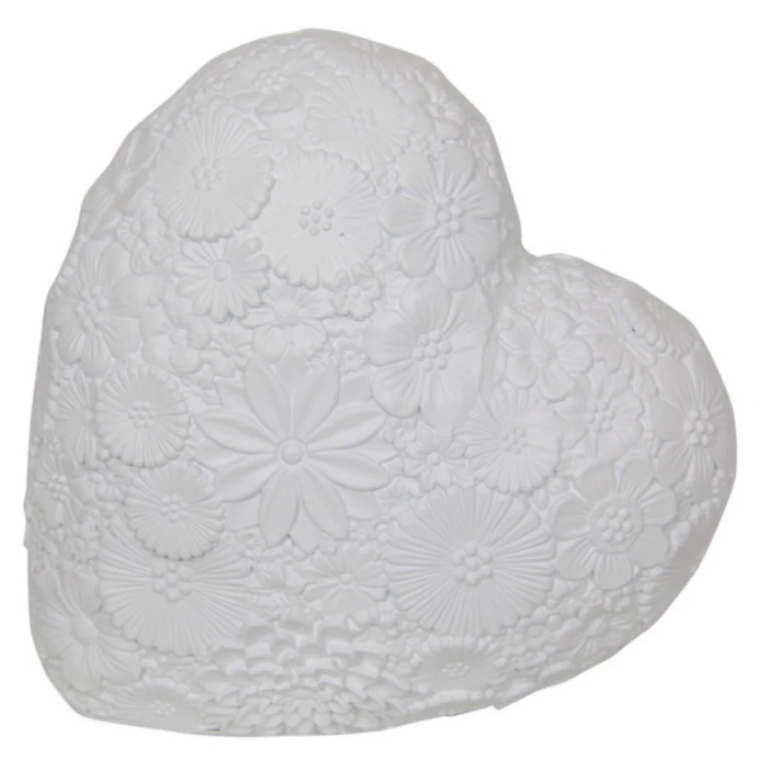 WHITE FLORAL HEART 22CM
