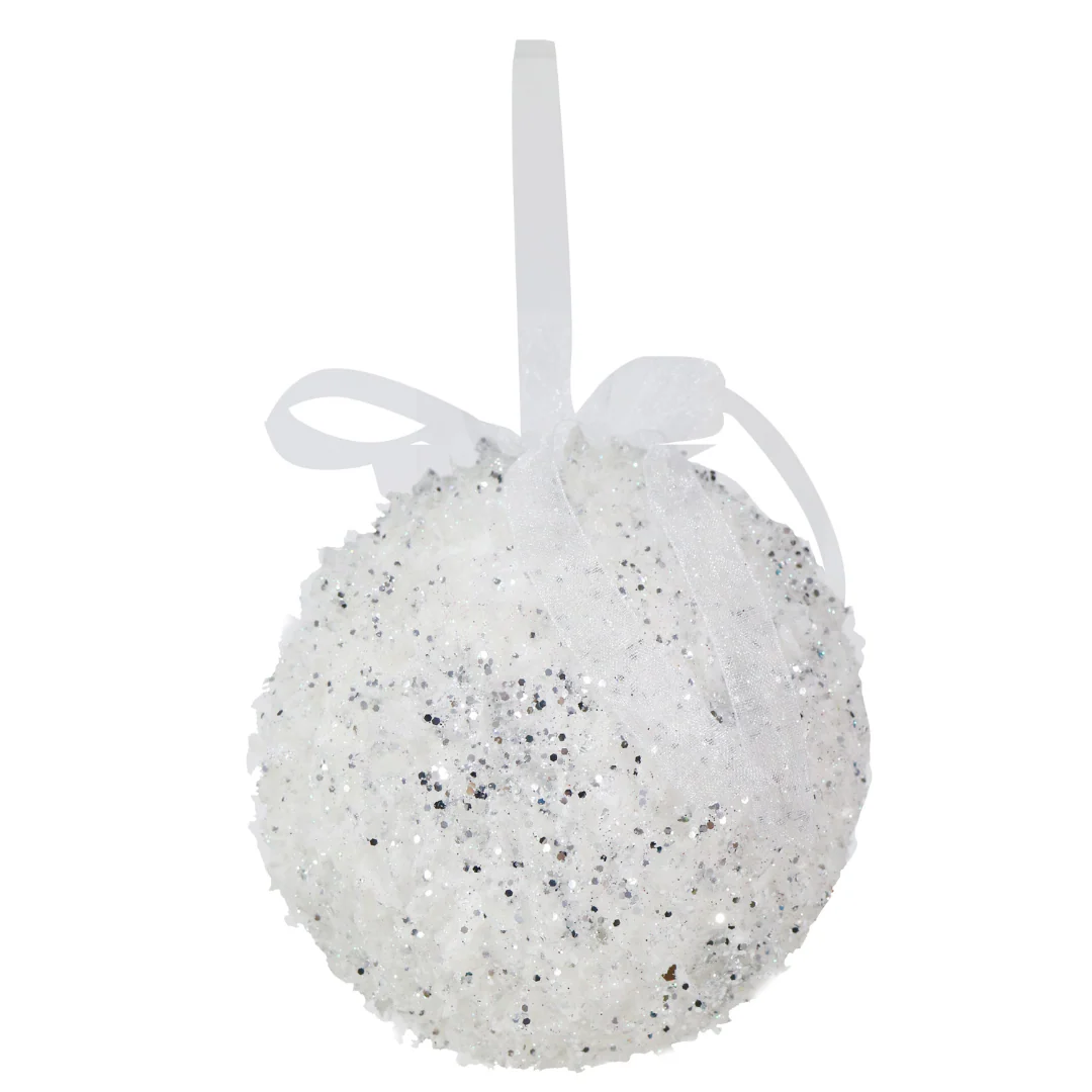 White Snow Bauble 10cm Assorted - Image 3