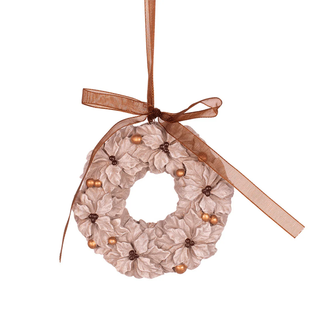 White Wreath Polyresin Tree Ornament 8x1.5x8cm - Image 2