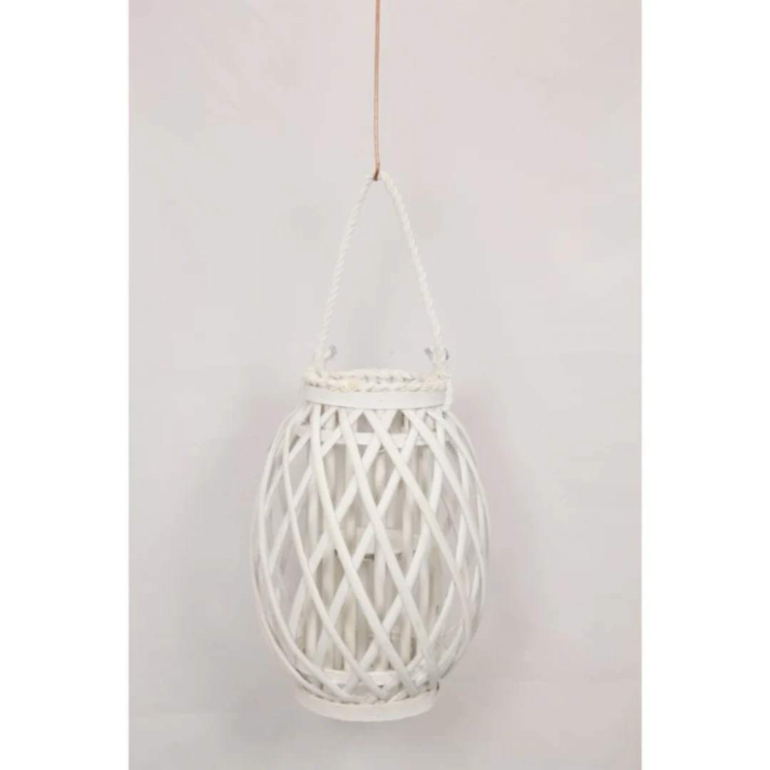 32Cm White Wicker Plant Holder - Image 3