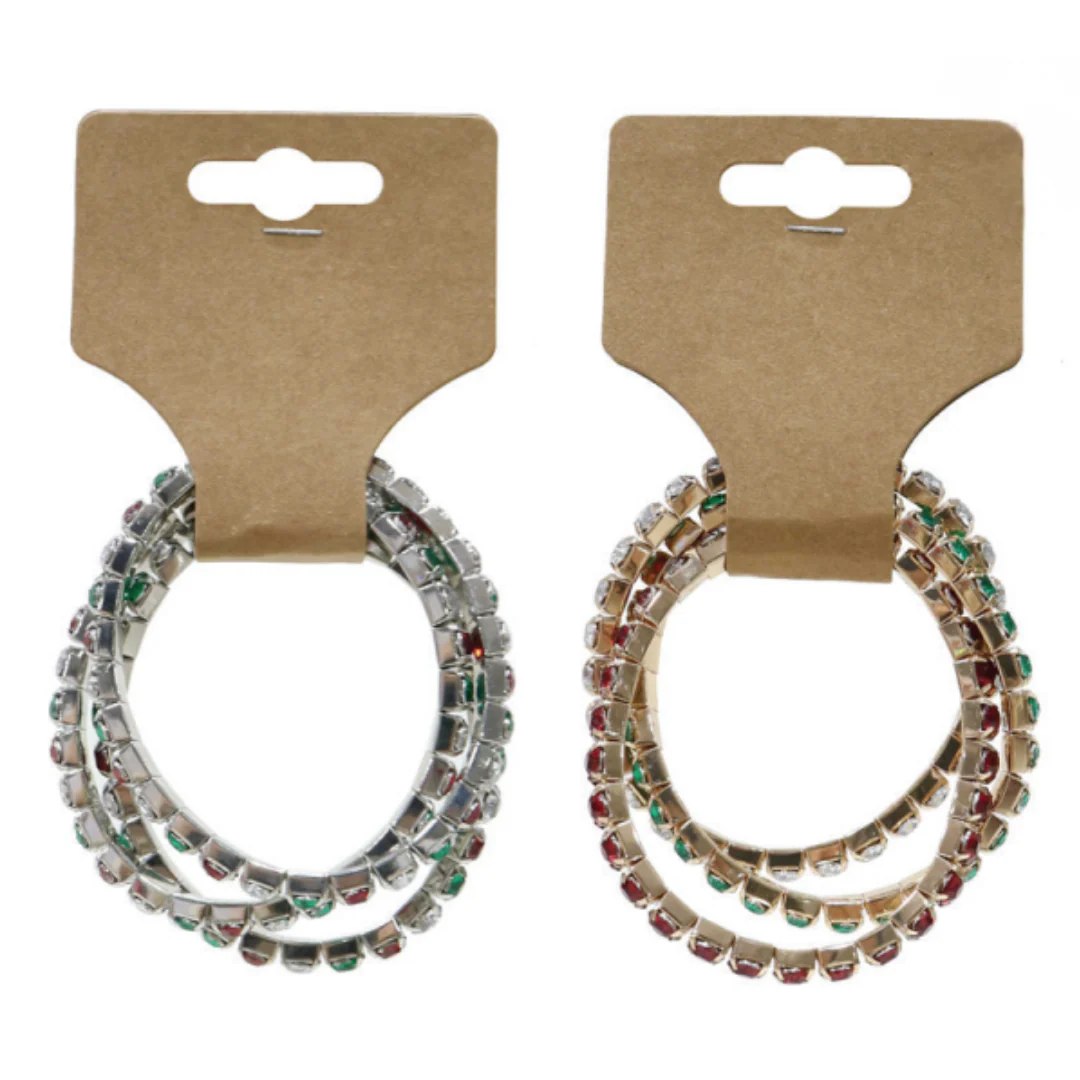Wide Diamante Stretch Bracelet 3pk 2 Asstd