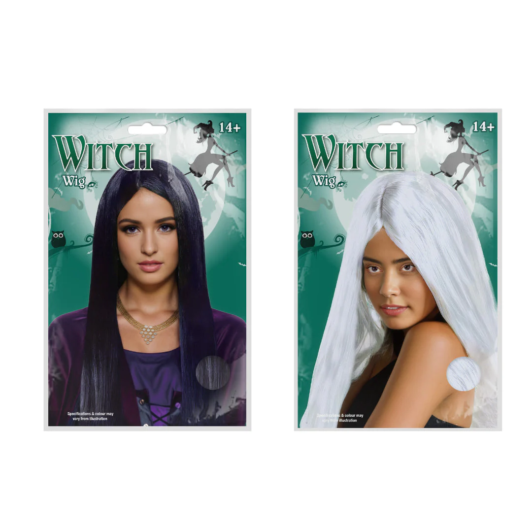 Witch Black and White Wig Adults Assorted