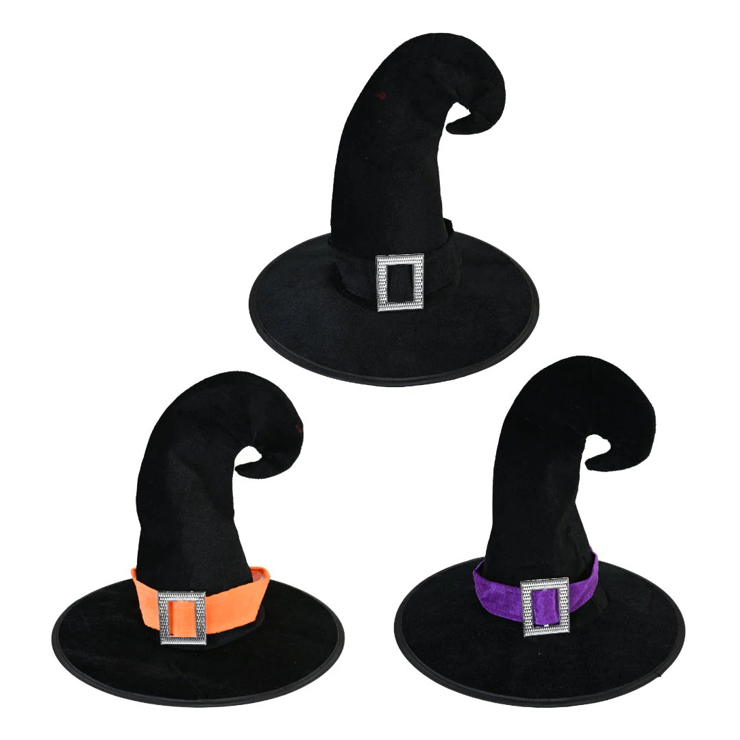 Witch Hat with Coloured Buckle Assorted