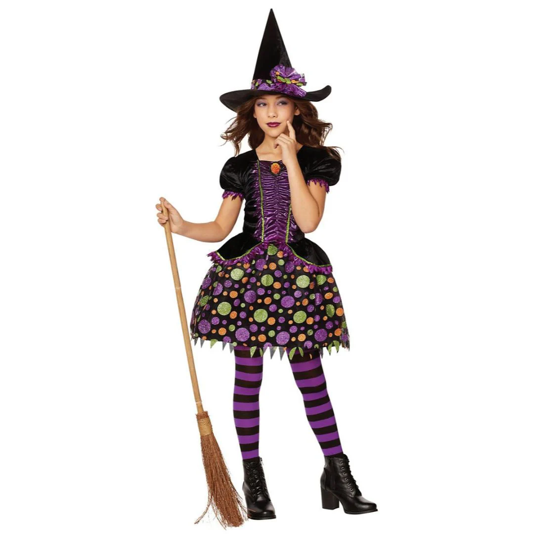 Witch Ladies Glitter Polkadot Costume