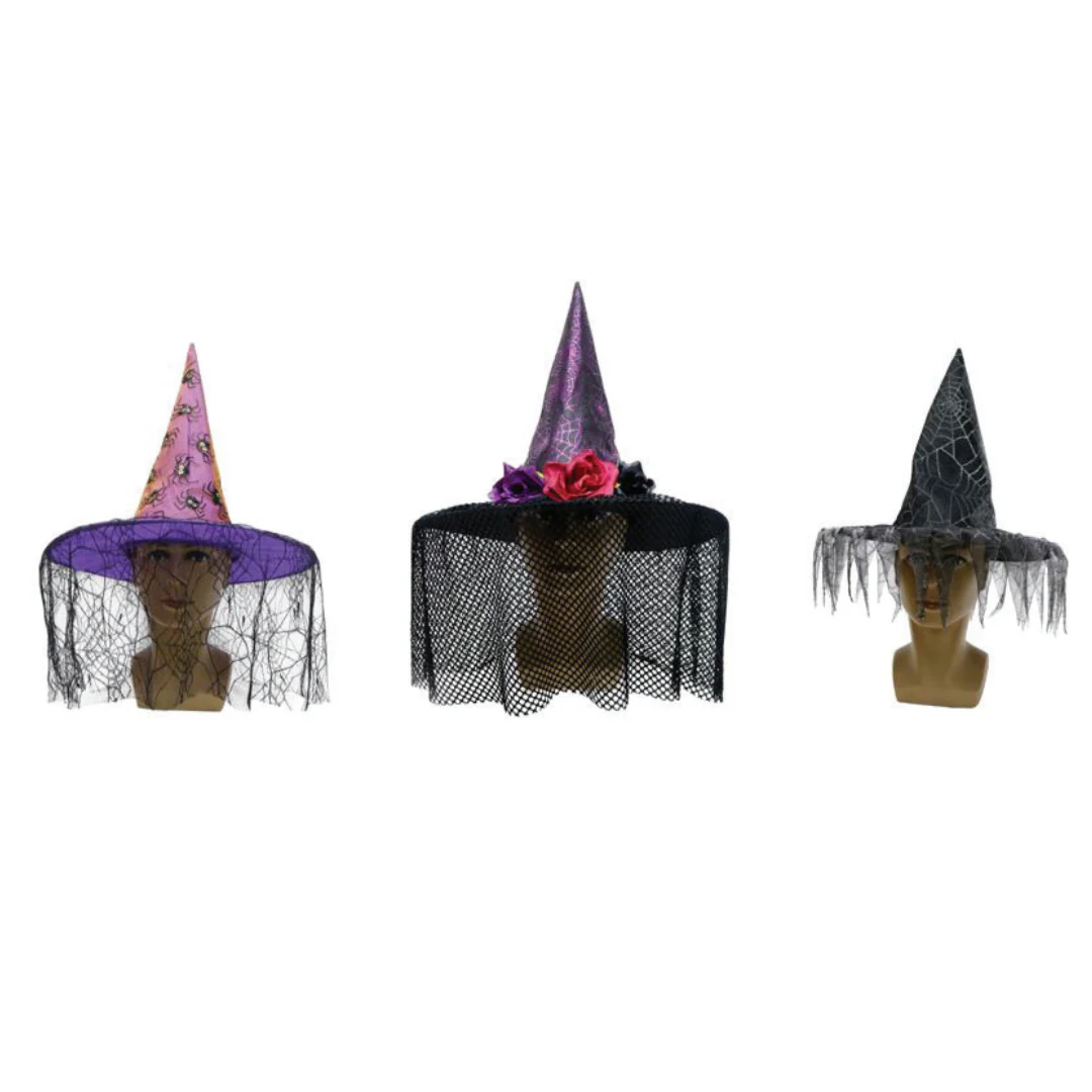 Deluxe Witches Hat With Trim Asstd