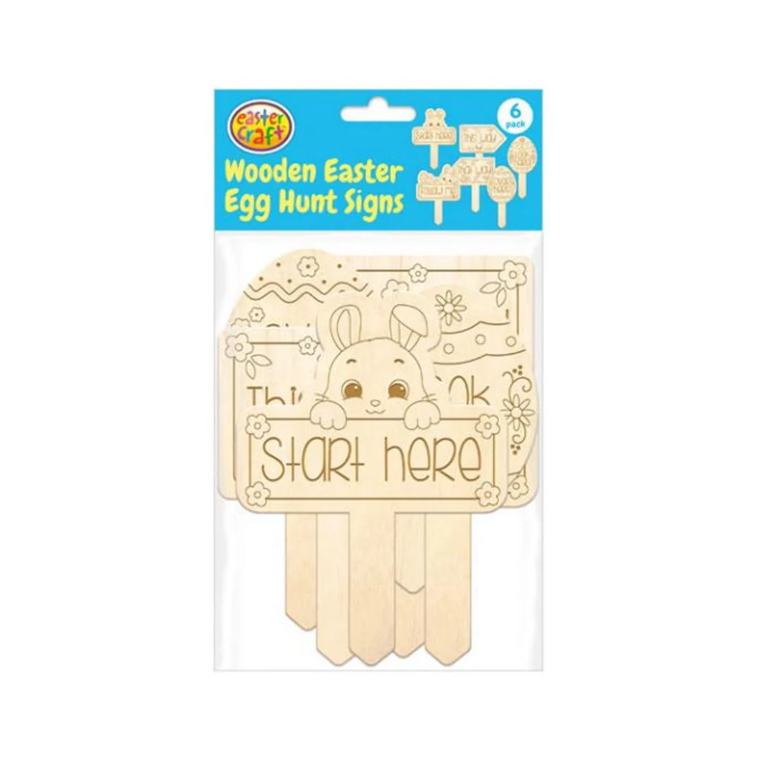 Wooden Easter Egg Hunt Signs PK6