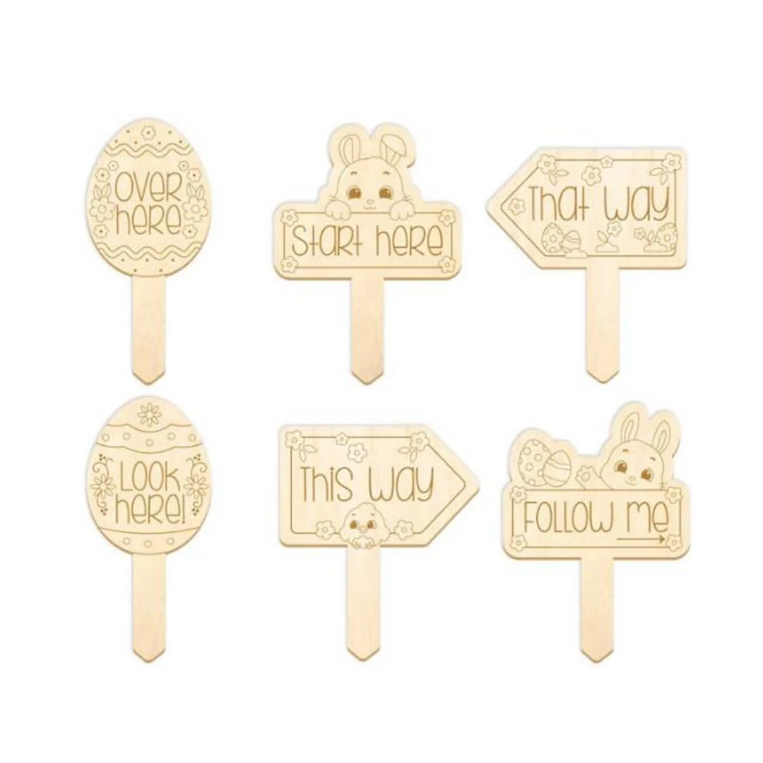 Wooden Easter Egg Hunt Signs PK6 - Image 2