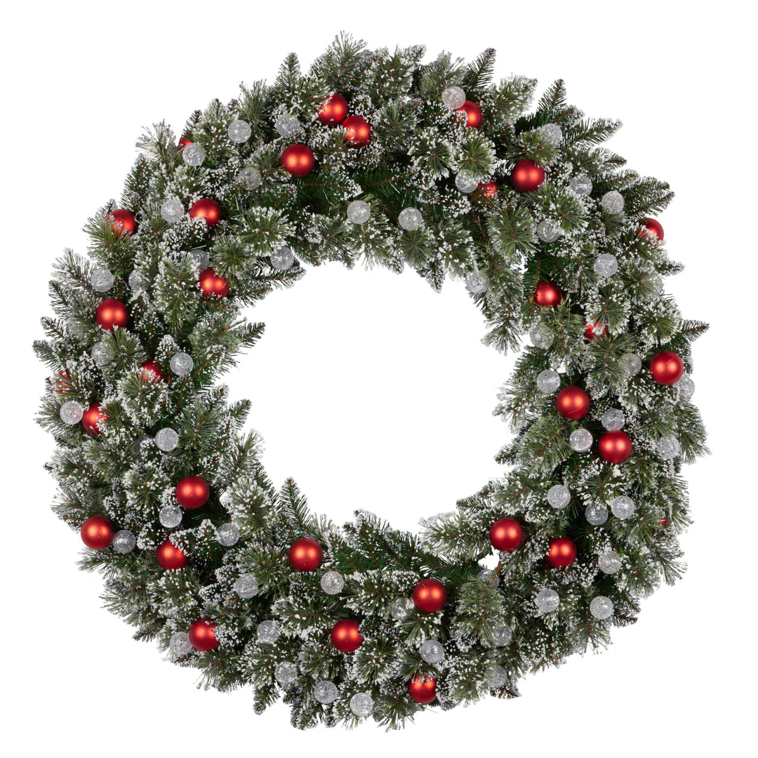 Christmas Wreath with Lights Snowy Bristle 122cm