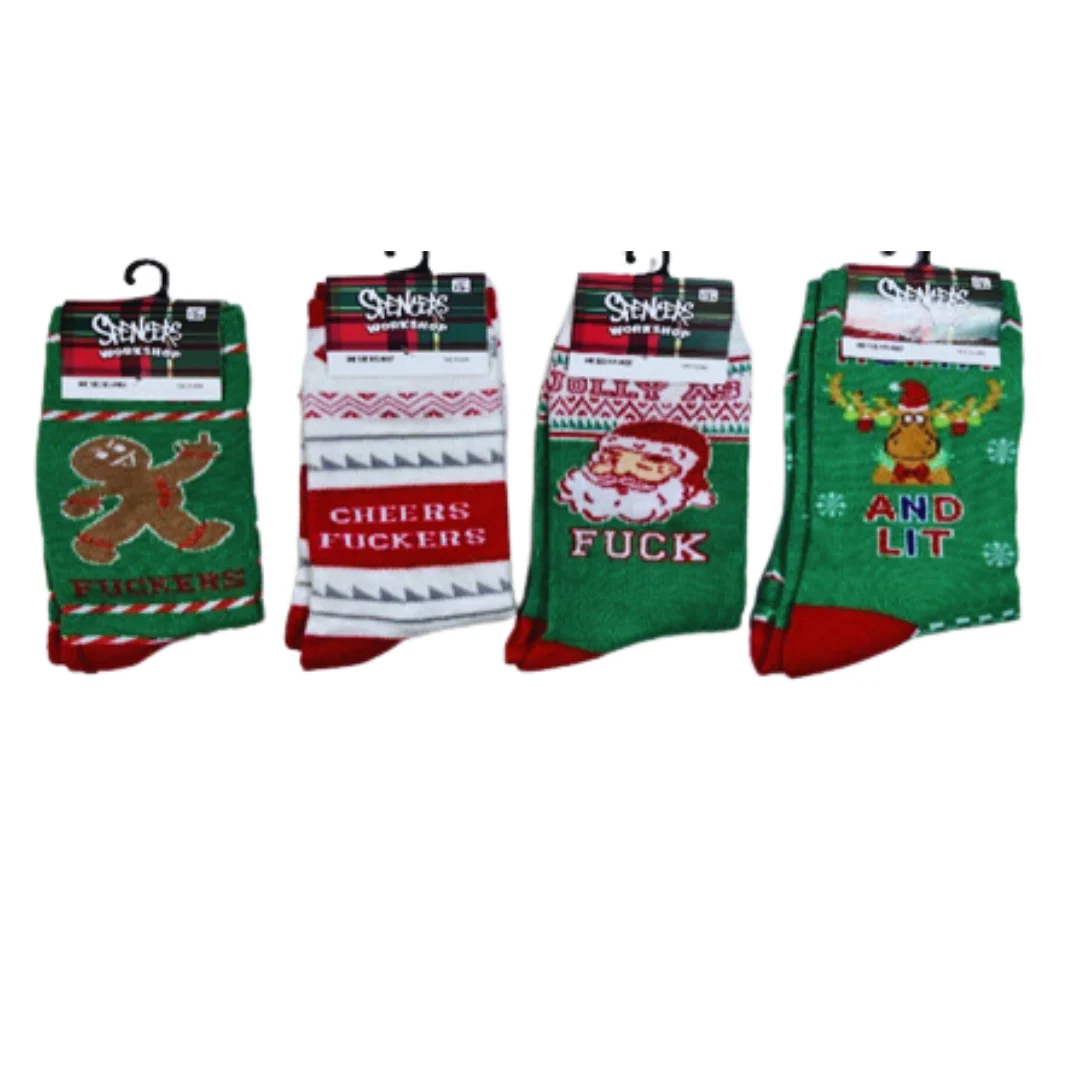 Xmas Rude Socks 4- 6 Assorted Designs Packed Assorted