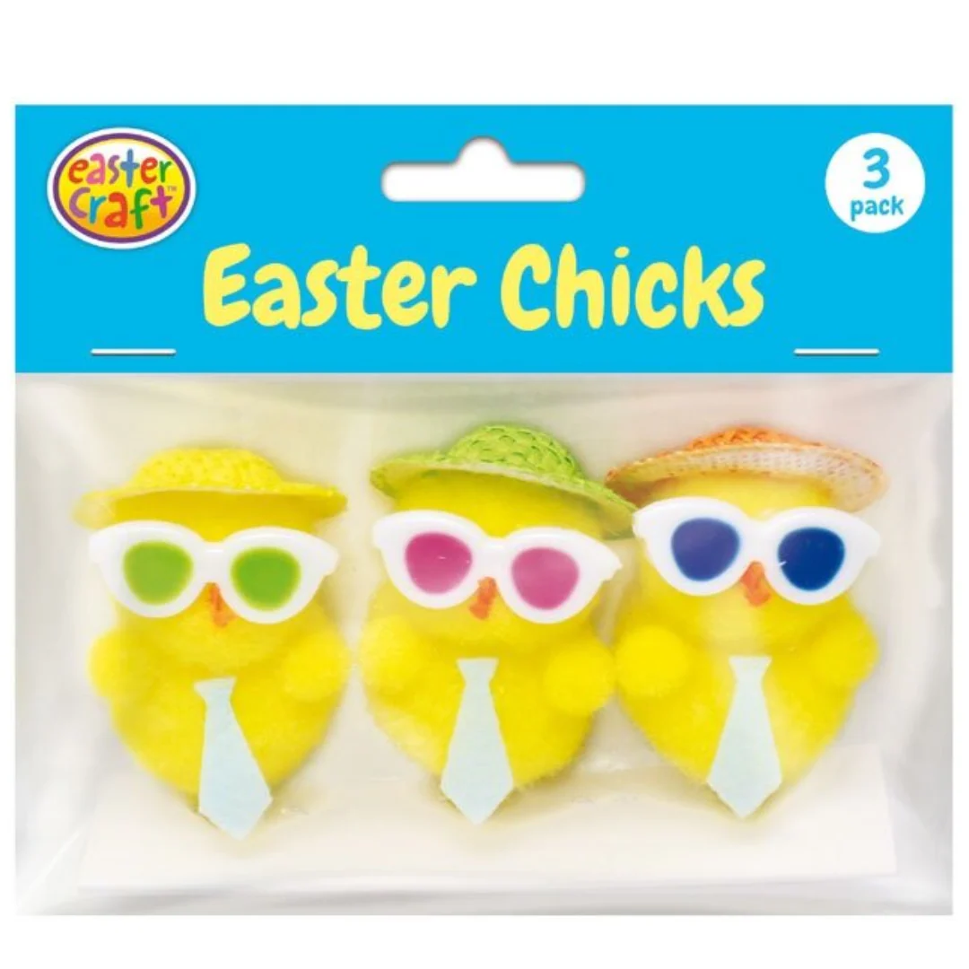 Yellow Pom Pom Chicks with Ties and Coloured Glasses 6cm